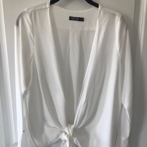 Deep V Tie Front Blouse